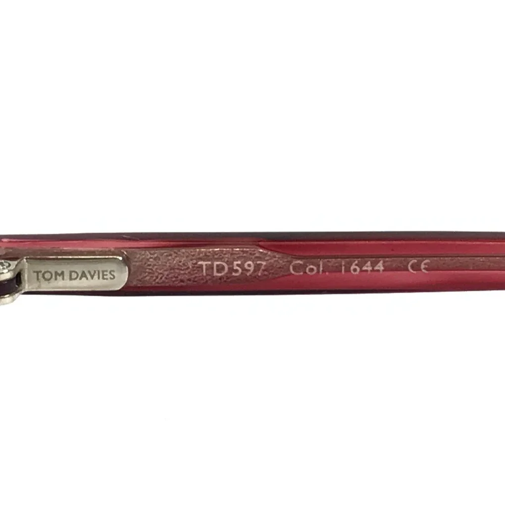 Tom Davies Eyeglasses Frame TD597 Col. 1644 Brown Red Horn Cat Eye 55-15-140